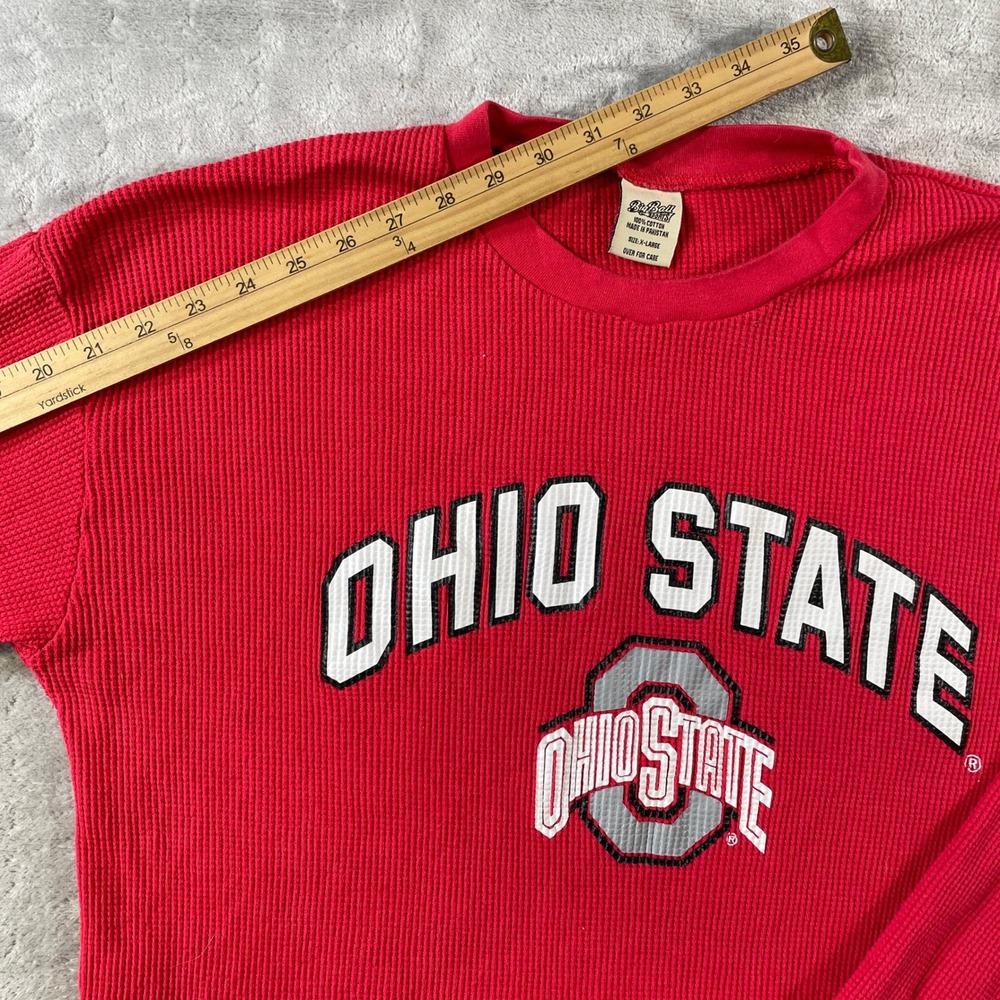 Ohio State Buckeyes Shirt Vintage Mens XL Red Waffle Knit Football College NCAA - Picture 6 of 10
